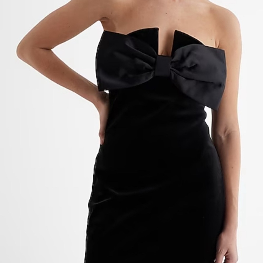XL Express Black Strapless Dress with Large Bow NWT